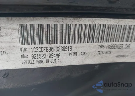 2015 Dodge Dart Sxt z USA, uszkodzony, nr VIN 1C3CDFBB0FD266918